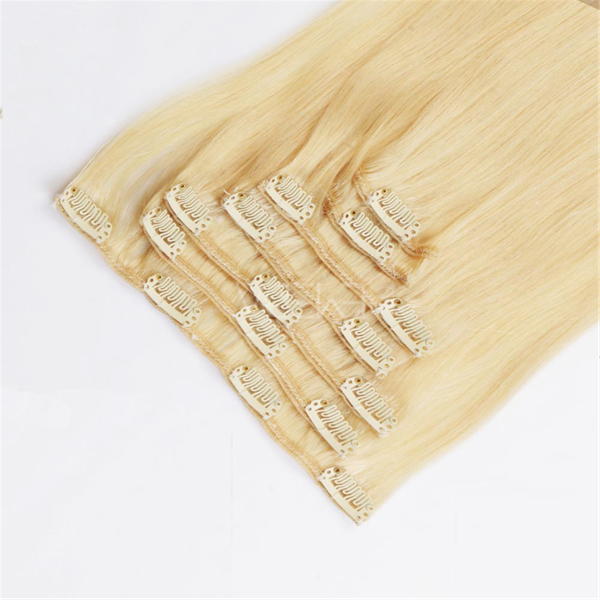 Clip in human hair extensions 30 inch blonde XS069